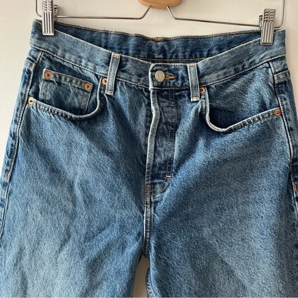 💗MUST GO free ship! Topshop Editor Ripped Straight Leg Jeans Mid Blue - Picture 3 of 9